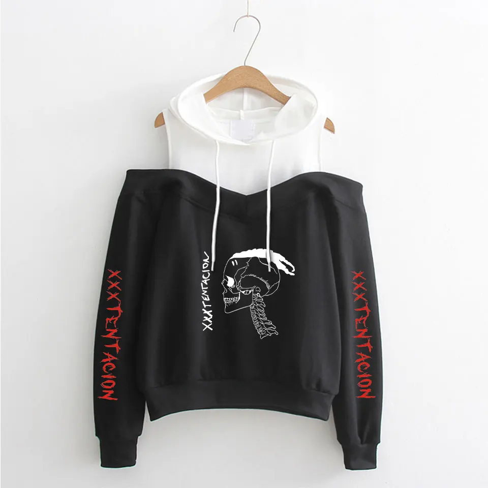 

Новинка, женские толстовки Aikooki XXXTentacion с длинным рукавом и принтом, свитшоты с открытыми плечами, эксклюзивная женская одежда с капюшоном и ...