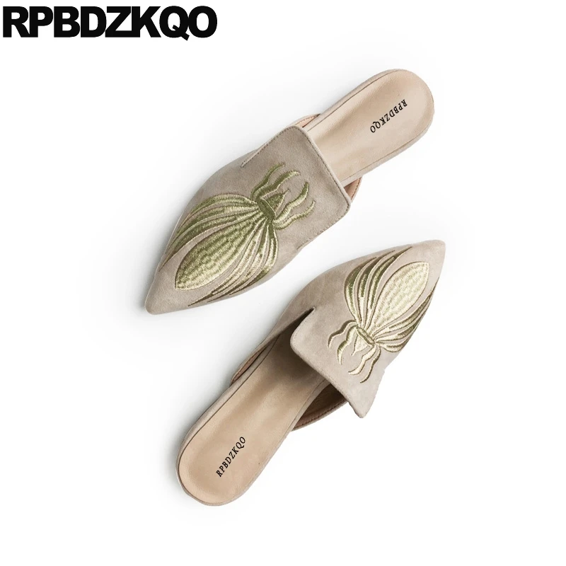 надевать вышивка пчела женщин сандалии Остроконечные удобный мулы вышитый Дамы