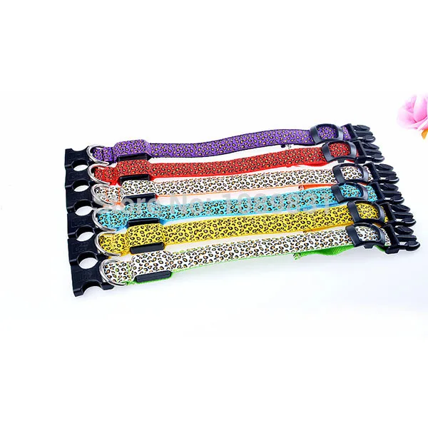 Ошейник для собак Леопардовый нейлоновый безопасный ошейник с диодной