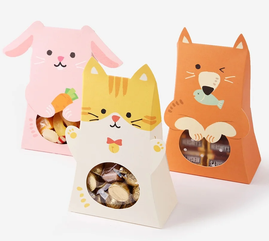 12 комплектов бумажные коробки в форме кролика кошки медведя животных качестве