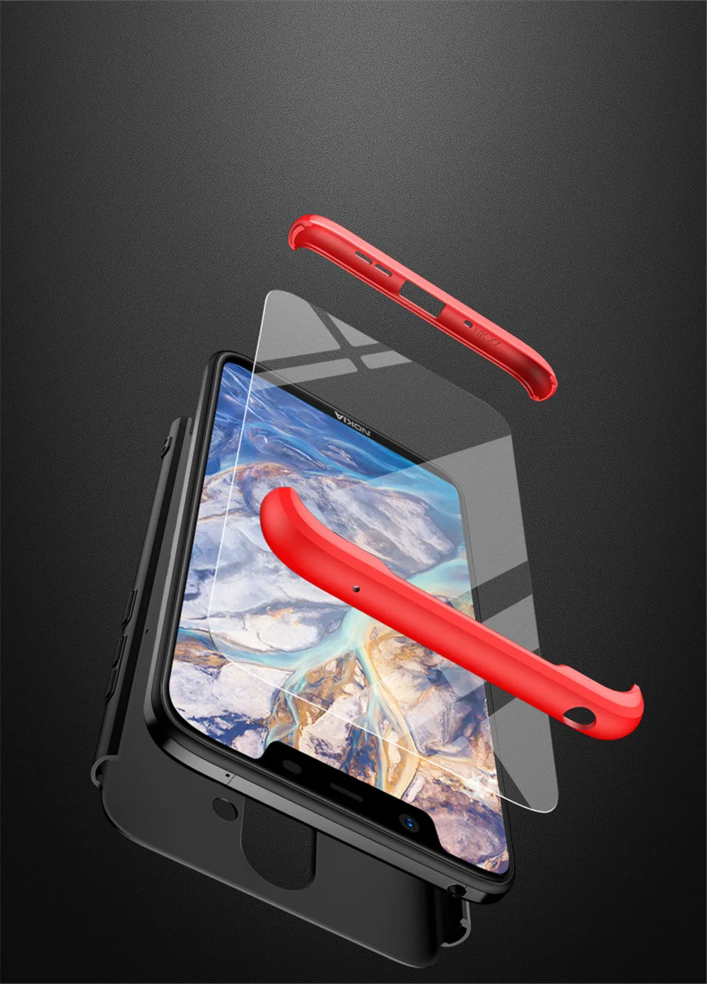 Для nokia x7 чехол GKK 360 полная защита жесткий Гибридный ПК 3 в 1 дизайн матовый