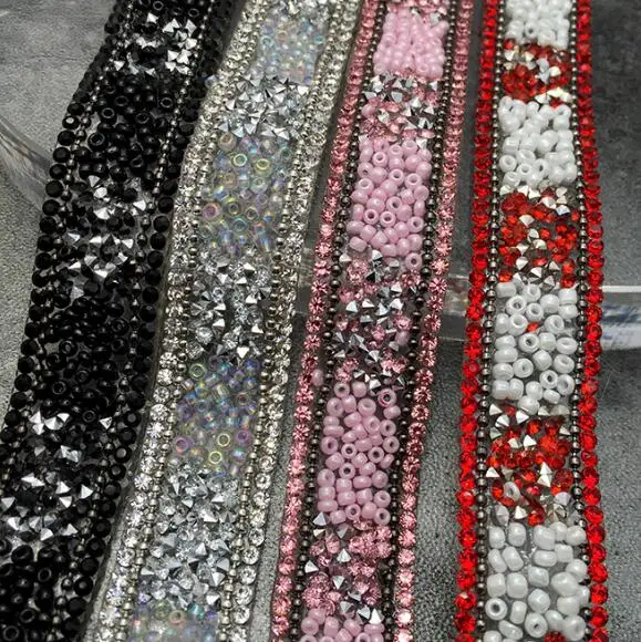 

2 ярда, 18 мм, розовые бриллианты из бисера, отделка утюгом, Бриллиантовая лента, обмотка, отделка, аксессуары для шитья, «сделай сам», украшени...