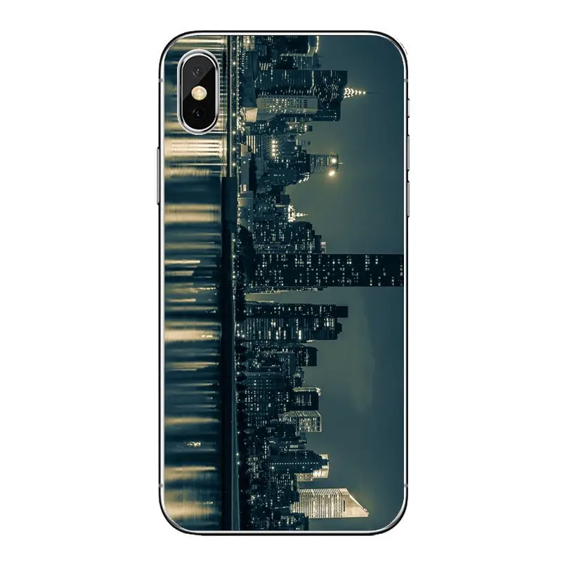 Мягкий прозрачный чехол Манхэттен Нью-Йорк City NIGHT USA для iPod Touch iPhone 4 4S 5 5S 5C SE 6 S 7 8 X XR