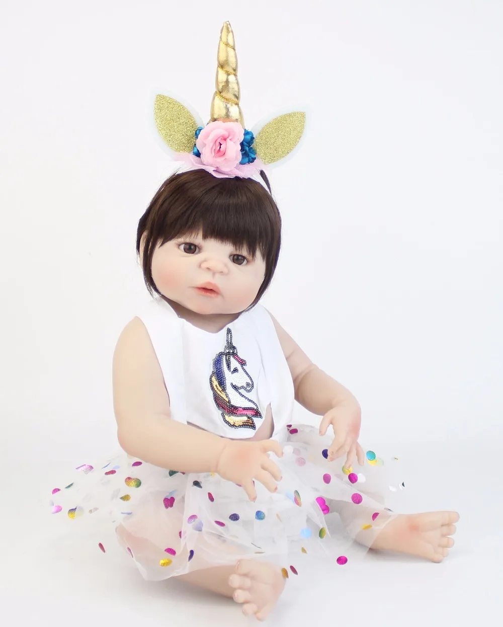 55 см полный Силиконовый Reborn Baby Doll игрушка мягкая виниловая новорожденная