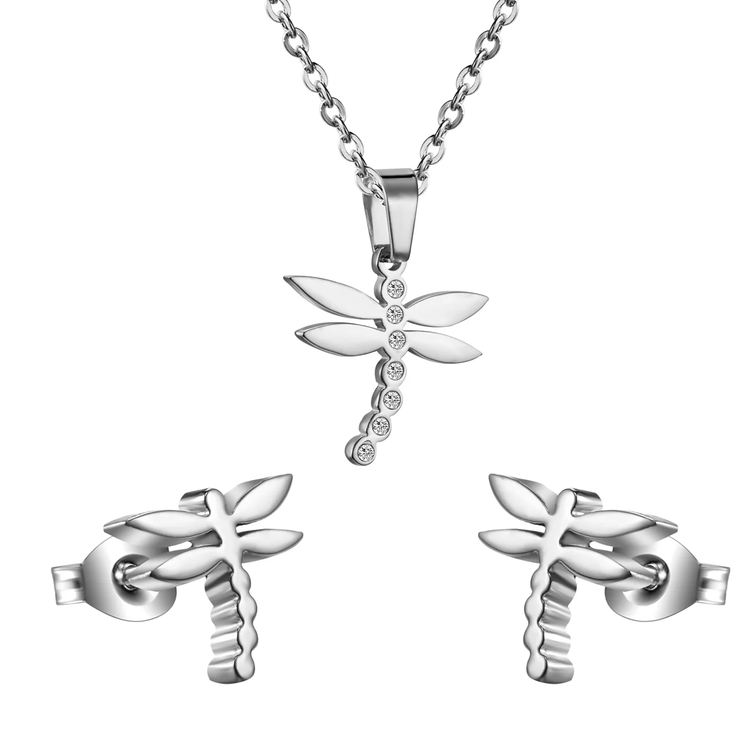 Комплект свадебных украшений LUXUKISSKIDS Dragonfly колье с фианитом серьги свадебный