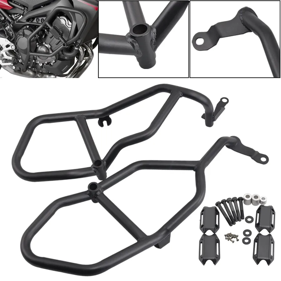 1 Set Black Motorcycle Engine Guard Crash Bar Protector Fit For Yamaha MT 09 Tracer FJ09 2015 2016|Накладки и декоративные