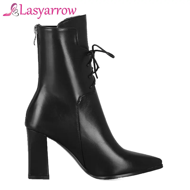 Lasyarrow/красные сапоги до середины икры из лакированной кожи с острым носком