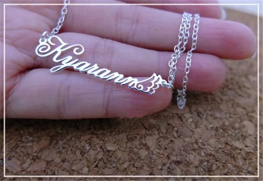 Женское Ожерелье из нержавеющей стали с кулоном надписью Cursive|Индивидуальные