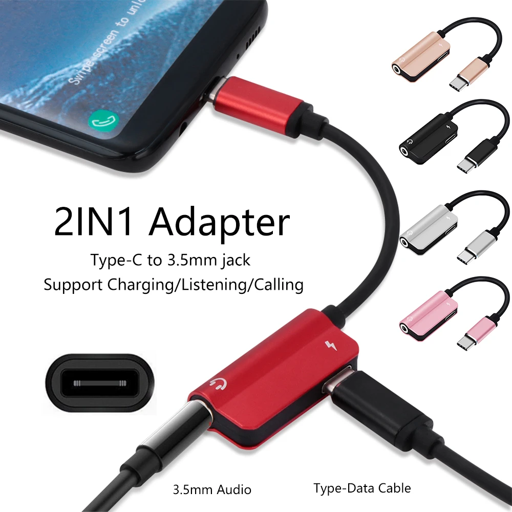 USB Type-C аудио адаптер для зарядки 2 в 1 Type C папа-мама 3 5 мм разъем наушников зарядный