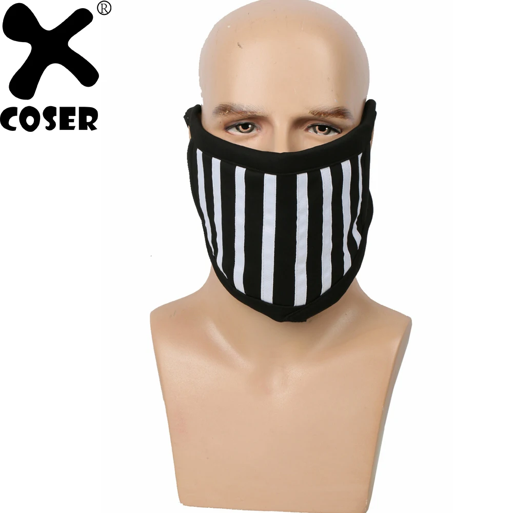 XCOSER Тикки Тоби в черно белую полоску Тканевая маска для лица реквизит косплея на