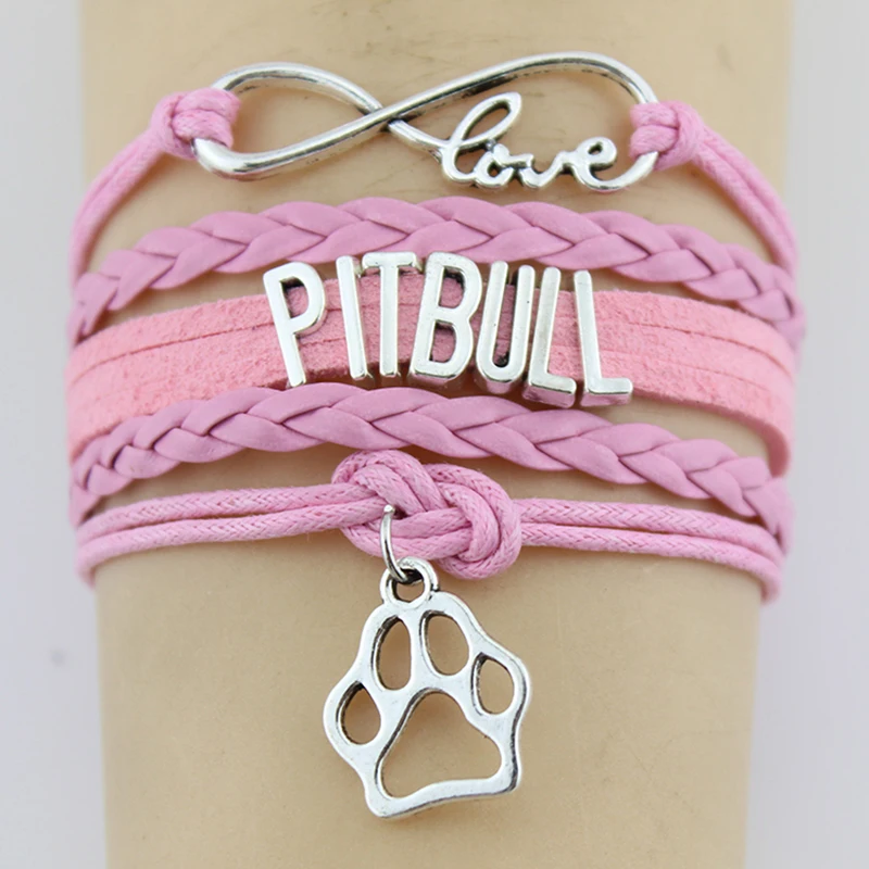 Drop Shipping Infinity Love Dog Bracelet Pitbull Bangles Handmade Animal Paw Pendant Charm Custom Any Themes | Украшения и