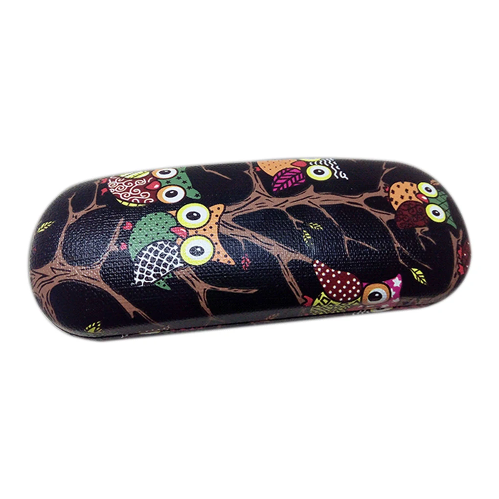 Owl Animal Pattern Glasses Box Case PU Leather Eyewear Box Portable Folding Hard Case Eyewear Protector Box