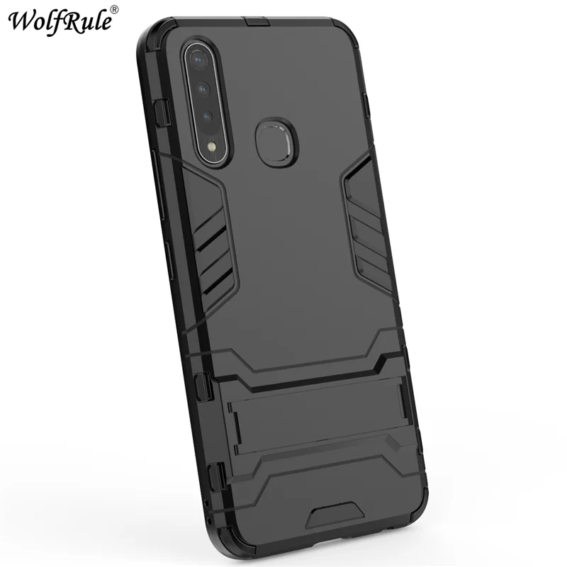 Противоударный чехол для Vivo Z5X мягкий резиновый + пластиковый телефона подставка