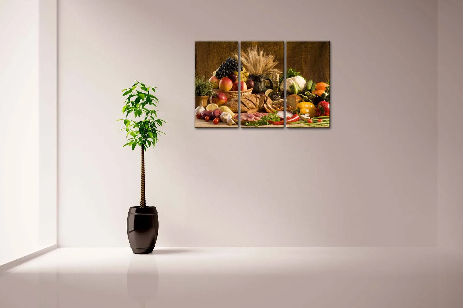 Framed Wall Art Pictures Food Fruit Bread Tomato Table Canvas Print Modern Poster With Wooden Frame For Room Decor | Дом и сад