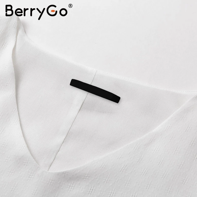 BerryGo элегантное многослойное женское летнее платье с рюшами повседневное свободное белое платье с высокой талией короткое платье с v-образным вырезом и вышивкой для женщин