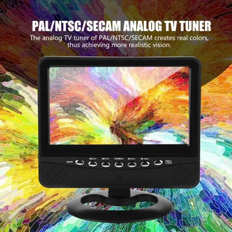 " HD Автомобильный аналоговый Televison портативный TFT lcd аналоговый ТВ Поддержка FM радио SD карта USB tv для MP3/MP4/JPEG/DIVX/AVI/MPG/VOB US Plug