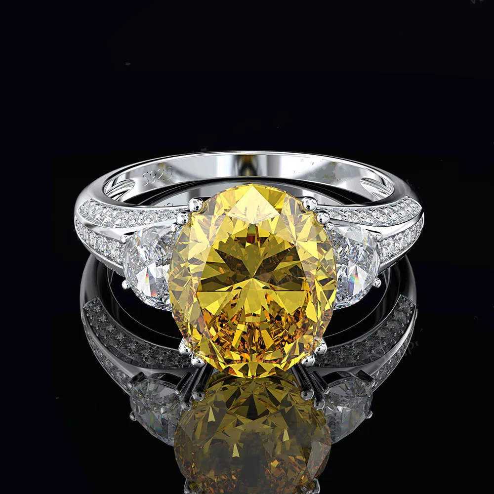 Yellow Wong Rain модный 925 пробы Серебряный муассанит драгоценный камень по месяцу рождения Свадебные обручальные парные ювелирные кольца - Цвет камня: Yellow