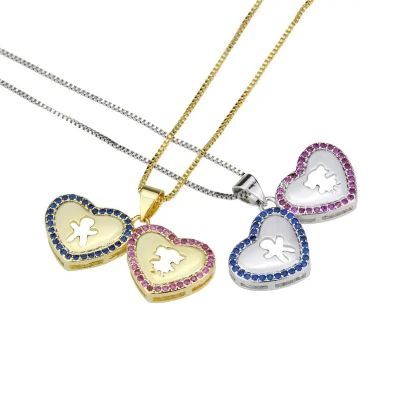 SUNSLL New Gold Copper necklace Cubic Zirconia Boy Girl Pattern Pendant Necklace Birthday Party Fashion Jewelry | Украшения и
