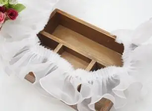white 3 метра 9 цветов DIY аксессуары для одежды 8 см складные шифоновые пряжа кружево сетка отделка Марля аксессуары с оборками LC0147 - Цвет: white