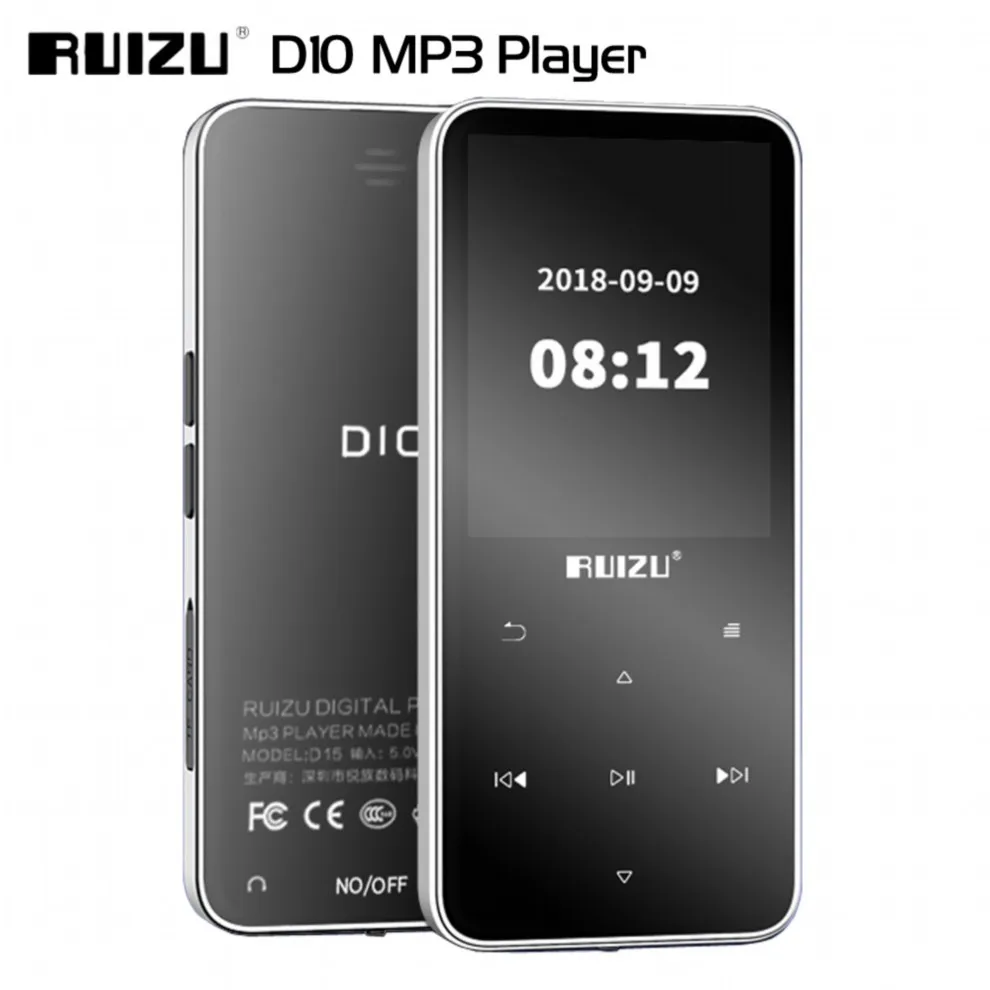 RUIZU D10 Bluetooth MP3 плеер без потерь HiFi MP3 музыкальный плеер портативный аудио 8 ГБ с динамиком FM радио Электронная книга часы - Цвет: Black