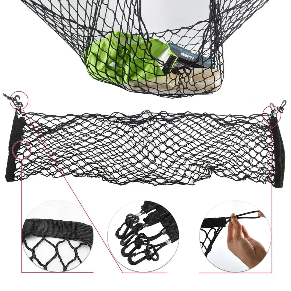 1шт Универсальная сетка для багажного отделения заднего багажника автомобиля Rede Elastica Cargo Organizer Storage 70*70см с 4 пластиковыми крючками