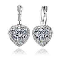 romantic 925 sterling silver fine jewelry earrings for woman wedding engagement full crystal heart brincos free shipping