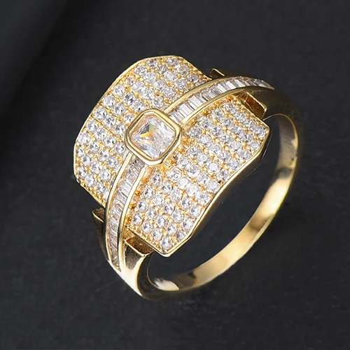 H110G SISCATHY Hot Trendy Geometric Wide Cubic Zirconia Rings for Women Fashion Jewelry Dubai Bridal Engagement Wedding Rings - Цвет основного камня: H110G