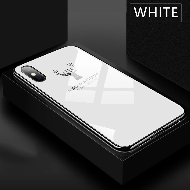 Plating white Модный гальванический стеклянный чехол для iphone XR Xs max с рисунком логотипа, окантовка рамки для iphone 7 8 plus, стеклянная задняя крышка - Цвет: Plating white