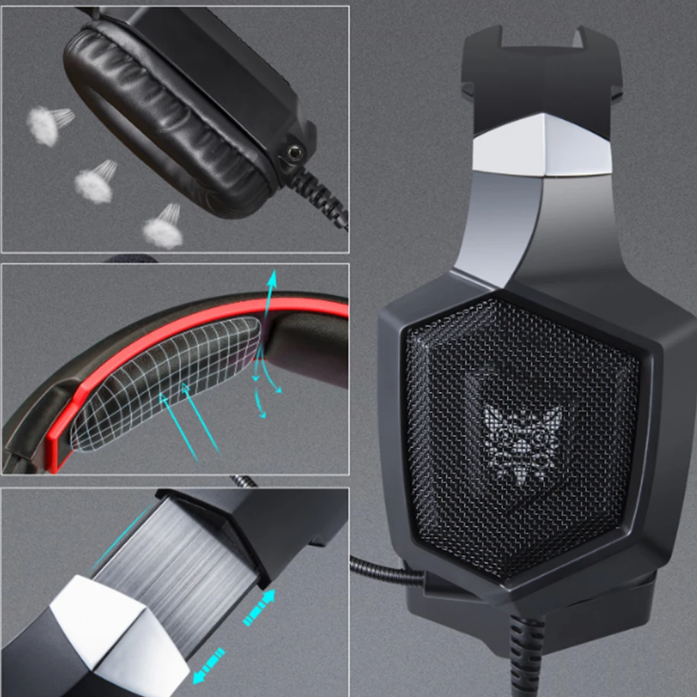 Проводная игровая гарнитура PC для PS4 со светлым микрофоном стерео наушники