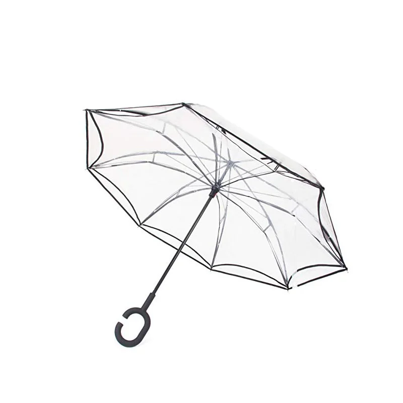 Перевернутый складной обратный зонтик двойной слой Unbrella ткань зонты для женщин прозрачный Unbrellas ветрозащитный непромокаемый