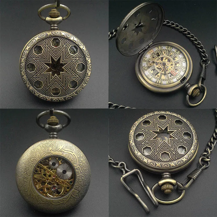 Механические карманные часы в винтажном стиле с бронзовым тоном по оптовой цене
