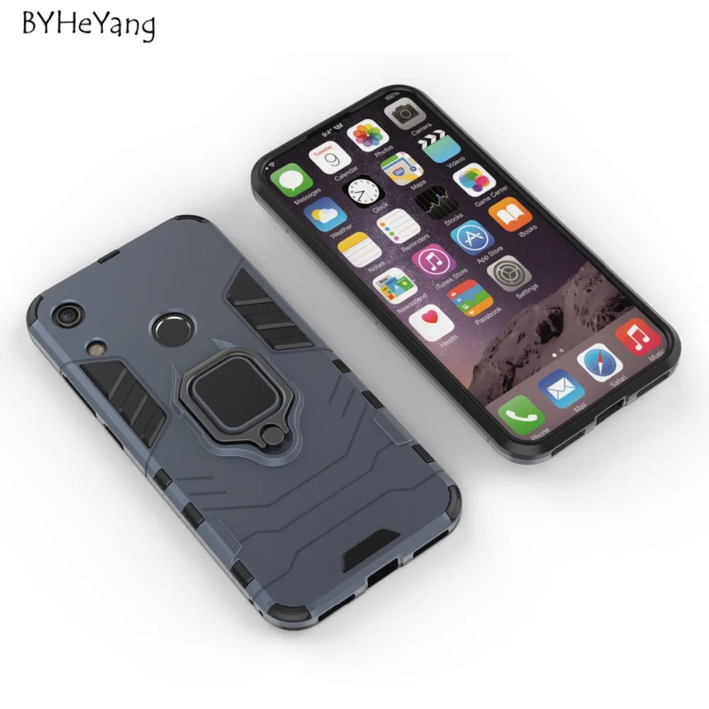 Чехол для Honor 8A армированный чехол из поликарбоната металлический кольцевой