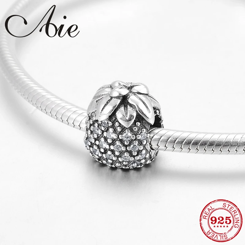 100% подлинный как клубника сумка из стерлингового серебра 925 пробы сверкающие CZ