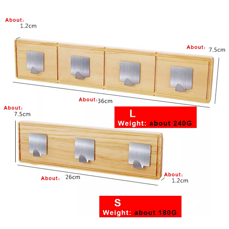 Новая клейкая деревянная настенная сумка для одежды из нержавеющей стали