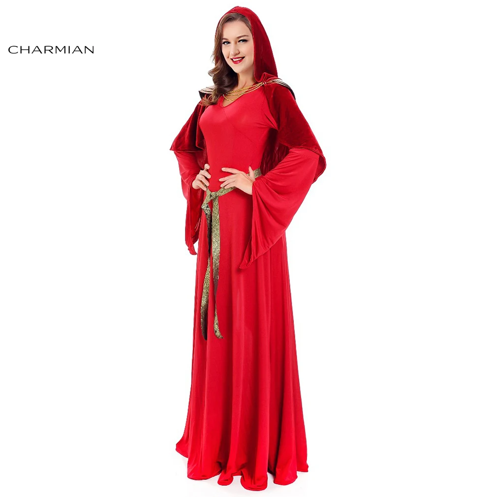 Charmian Deluxe красный святая жрица Хэллоуин Косплей Костюм для женщин взрослых