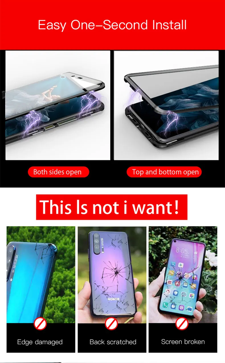 LUPHIE 360, полный защитный Магнитный чехол для huawei Honor 20 Pro, передний задний стеклянный чехол, чехол для huawei Honor 20, Магнитный чехол s