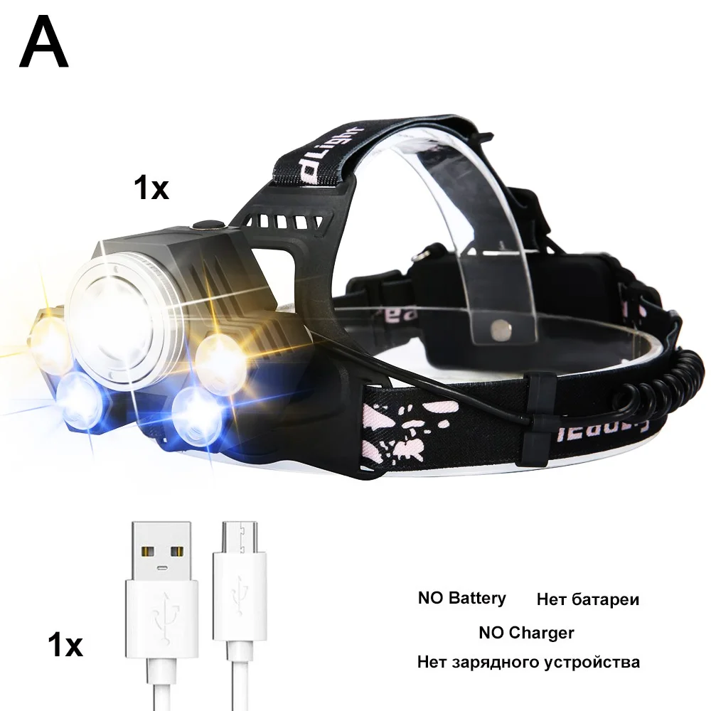 NO Battery Charger EZK20 дропшиппинг светодиодный налобный фонарь 5 режимов USB Перезаряжаемый водонепроницаемый светильник-вспышка 3 светильник источники для кемпинга - Испускаемый цвет: NO Battery Charger