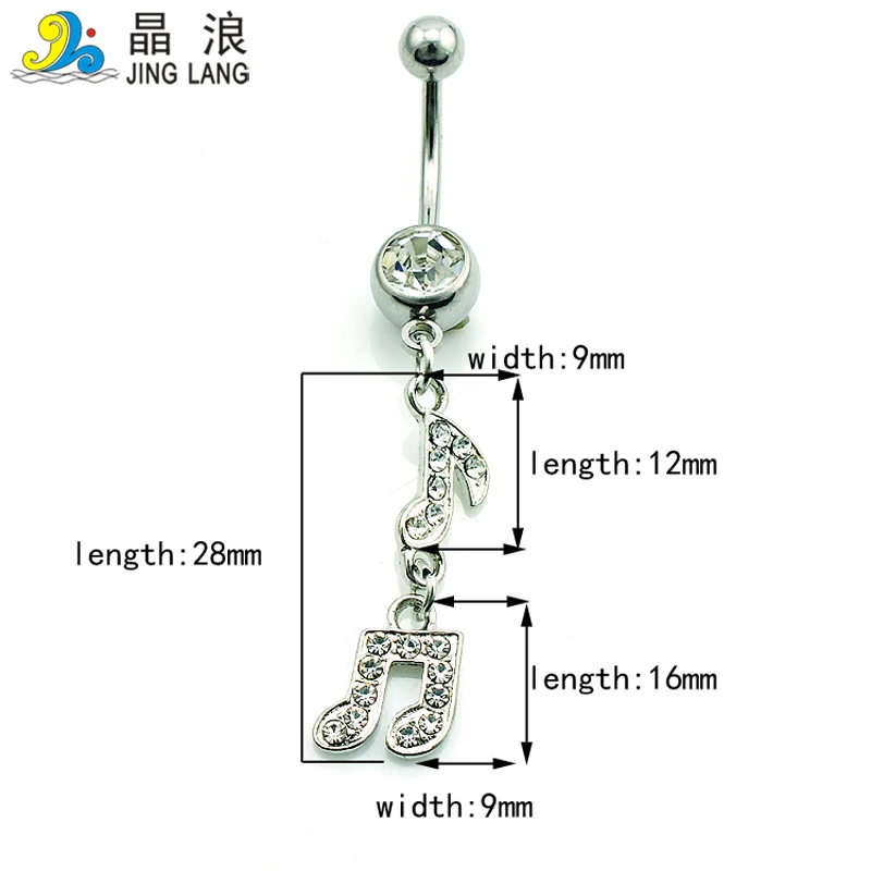 Promotion! DIY Brand New Wholesale Price Fashion White Rhinestone Music Note Navel Piercing Rings For Women Body Jewelry | Украшения и