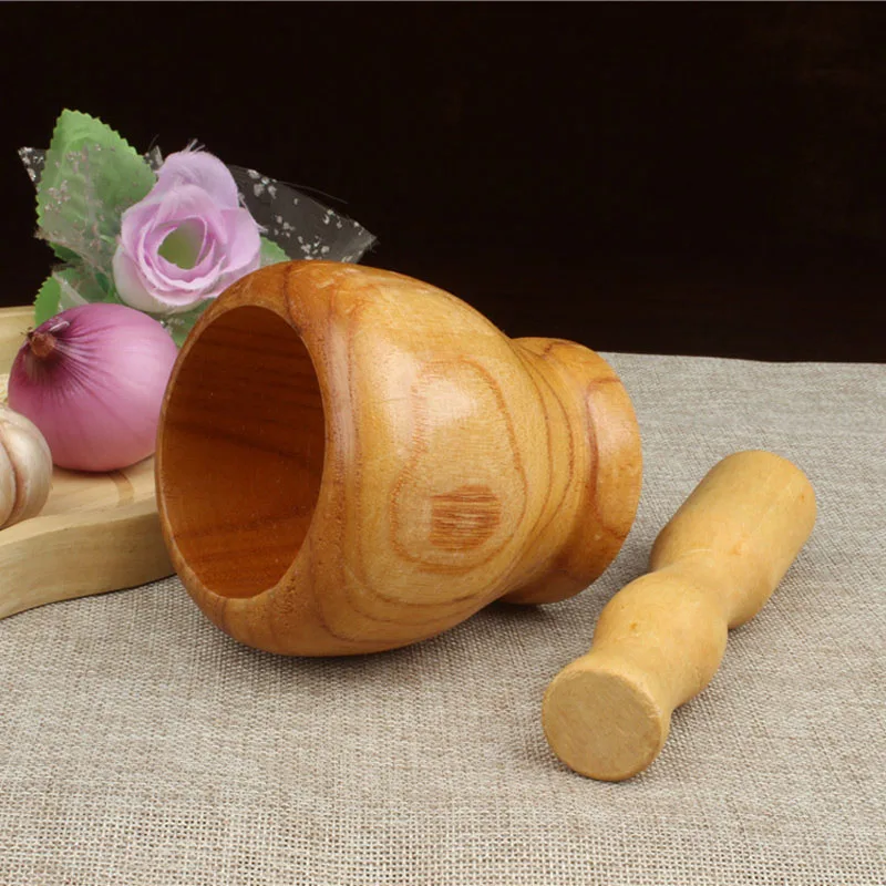 Кухня чеснок имбирь специи Ступка пестик натуральная деревянная шлифовальная