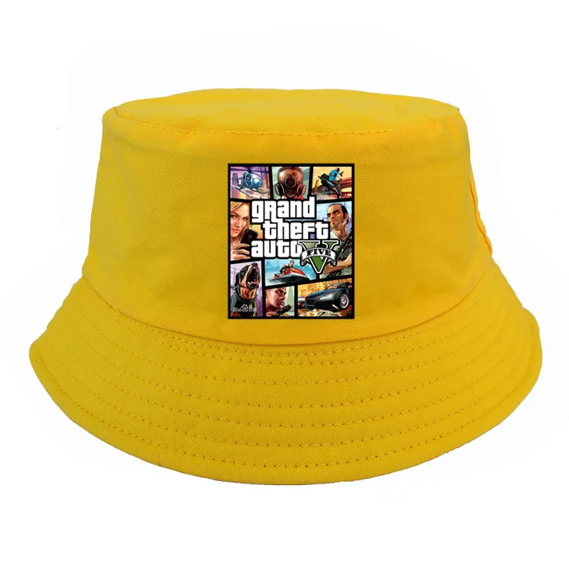 Мода Grand Theft Auto V 5 GTA 5 шляпы ведра Горячая игра GTA 5 вентиляторы Кепка летняя Рыбацкая шляпа для рыбалки женские шапки boonie - Цвет: Цвет: желтый