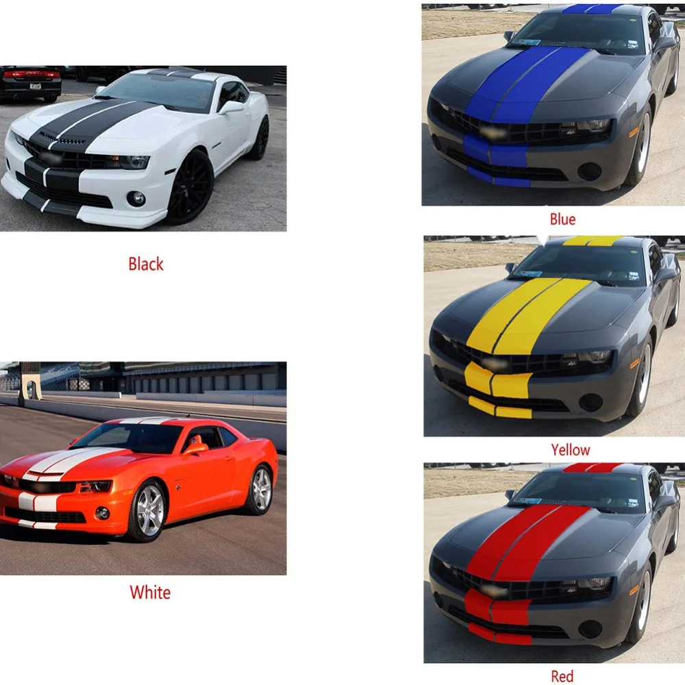 Опциональная цветная наклейка в полоску комплект для Chevrolet Camaro Mondeo Mustang Ford SS капот