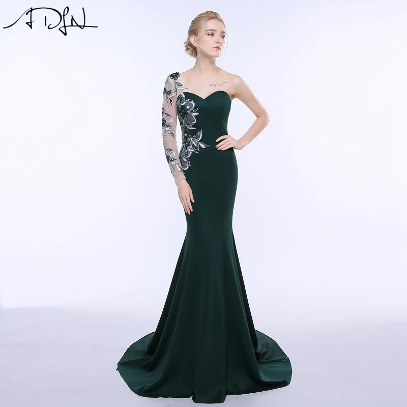 ADLN/горячая Распродажа вечернее платье Русалочки на одно плечо с вышивкой заказ