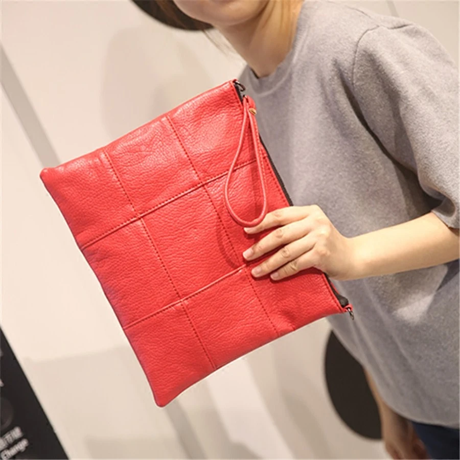 Клетчатая и черная модная женская сумка-клатч из искусственной кожи