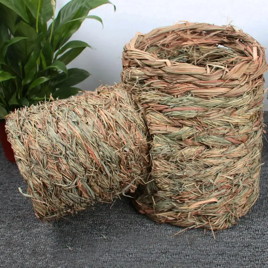 T Shaped Straw Tunnel Rabbit Hamster Playing Toys Smalls Animals Soft Natural Straw Small Pet Sleeping House