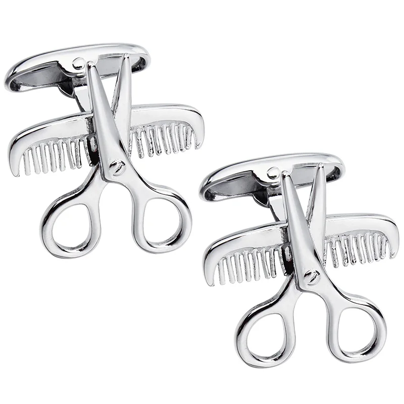 

HAWSON Interesting Style Scissors and Comb Shaped Cufflinks for French Cuffs/Shirts Special Design for Barber/Hairdresser