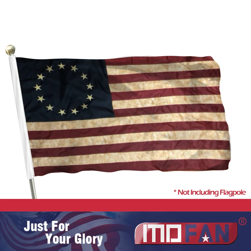 MOFAN Betsy Ross Vintage Embroidered Flag 3x5ft-420D Super Longlasting Fabric- Stars and Sewn Stripes with 2 Grommet |