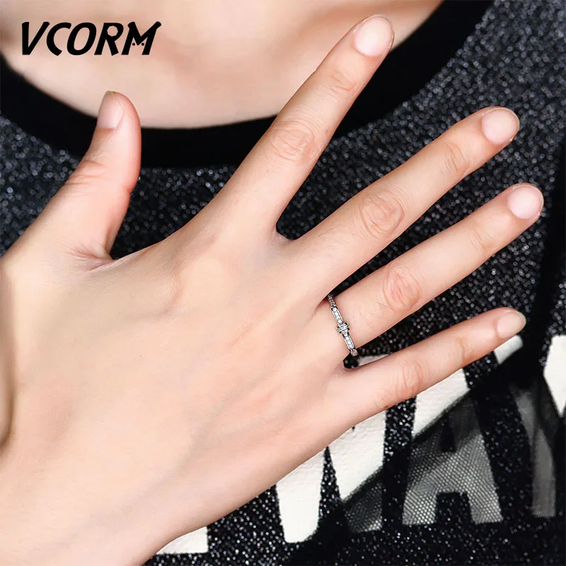 Женские кольца VCORM с милым бантом серебряного цвета кристаллами для женщин