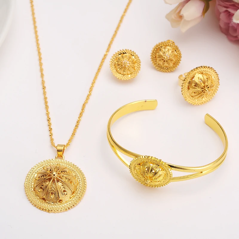 Bangrui 24k новый золотой цвет невесты свадьба большой кулон ожерелье браслет серьги