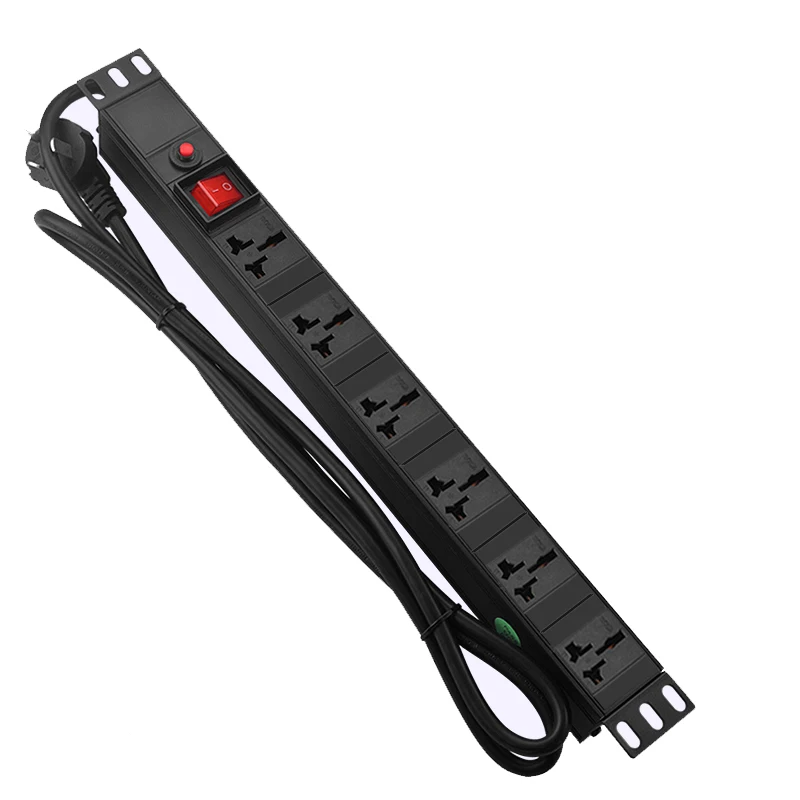 250V 10A PDU шкаф посвященный Мощность на выходе 6 домкраты Универсальная Розетка с 1,8 м кабель-удлинитель гнездо PDU