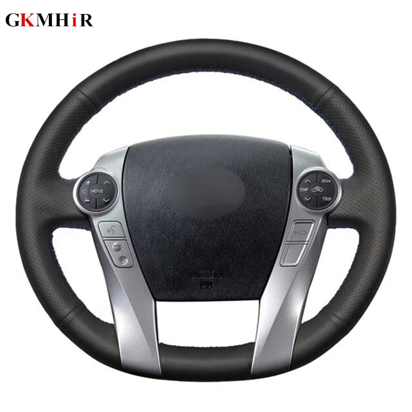 

Handsewing DIY Black Genuine Leather Car Steering Wheel Cover for Toyota Prius 30(XW30) 2009-2015 Prius C(US)2012-2017